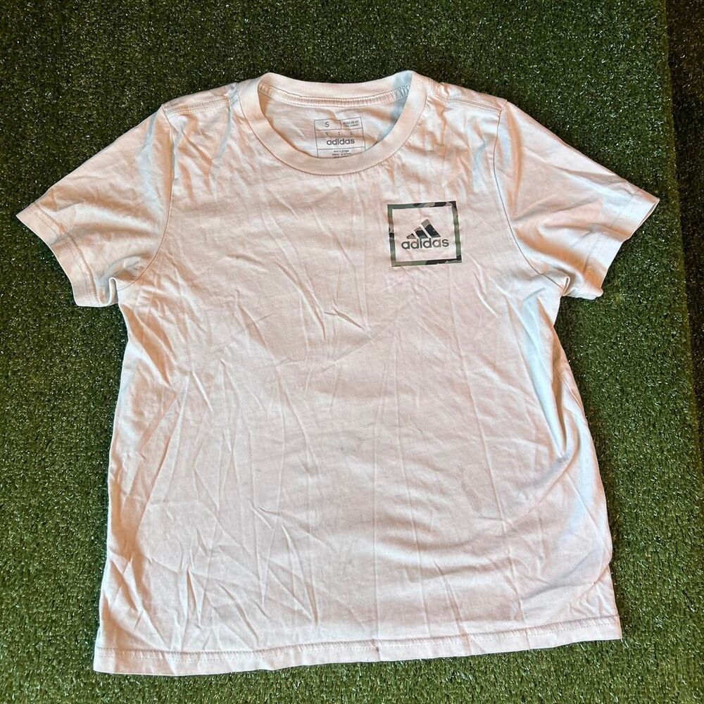 Adidas Women's White and Pink T-shirt